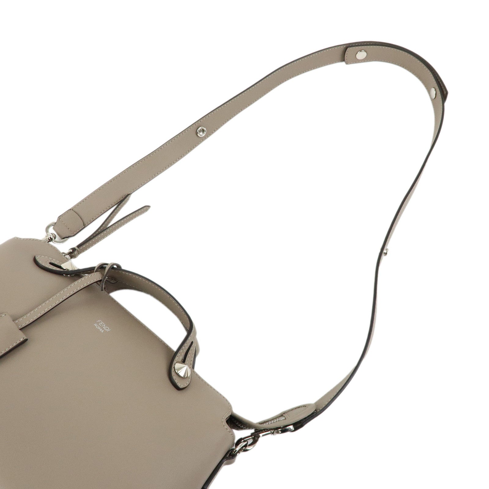 FENDI BY THE WAY Medium Leather 2Way Hand Bag Greige 8BL124