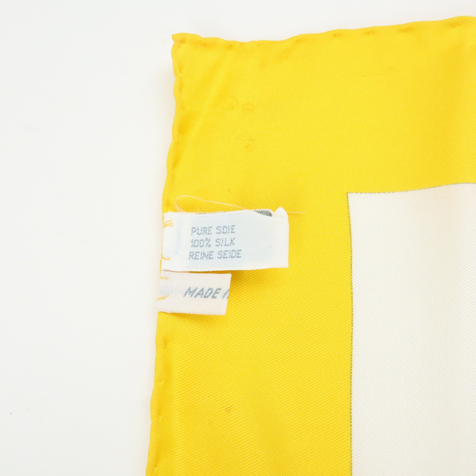 Christian Dior Silk 100% Scarf Botanical Pattern 87×87 White Yellow