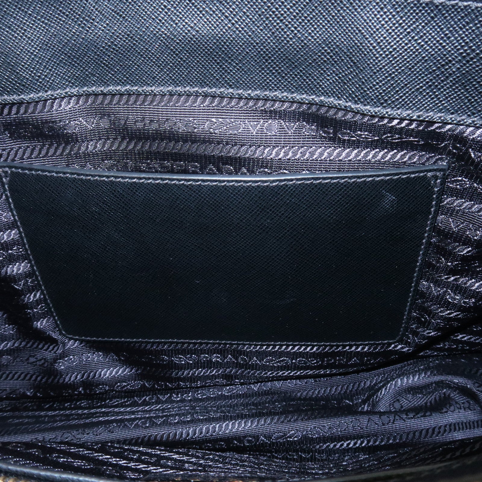 PRADA Triangle Logo Saffiano Leather 2Way Shoulder Bag Black BN2863