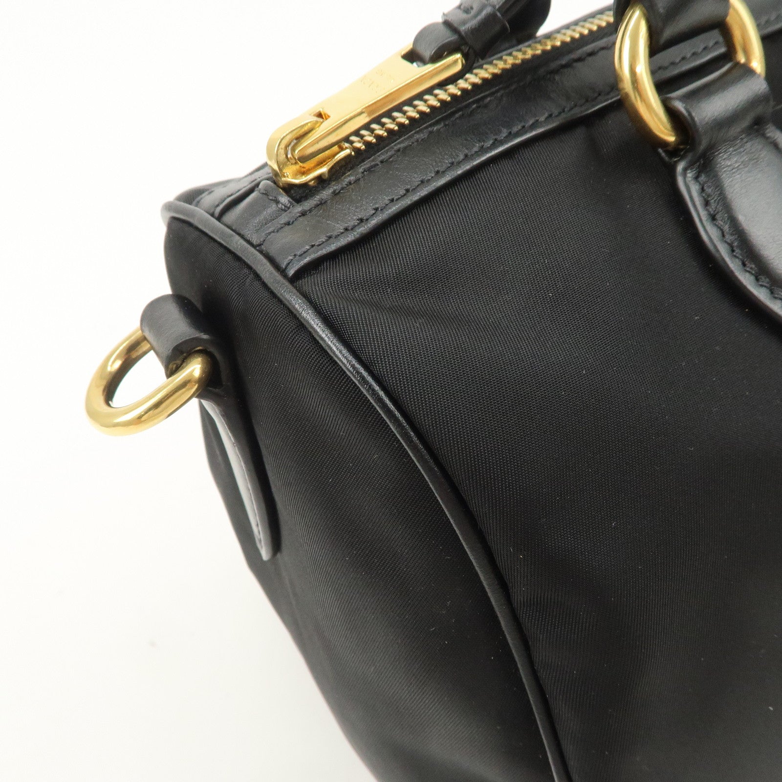PRADA Nylon Leather 2Way Bag Hand Bag Shoulder Bag Black 1BA104