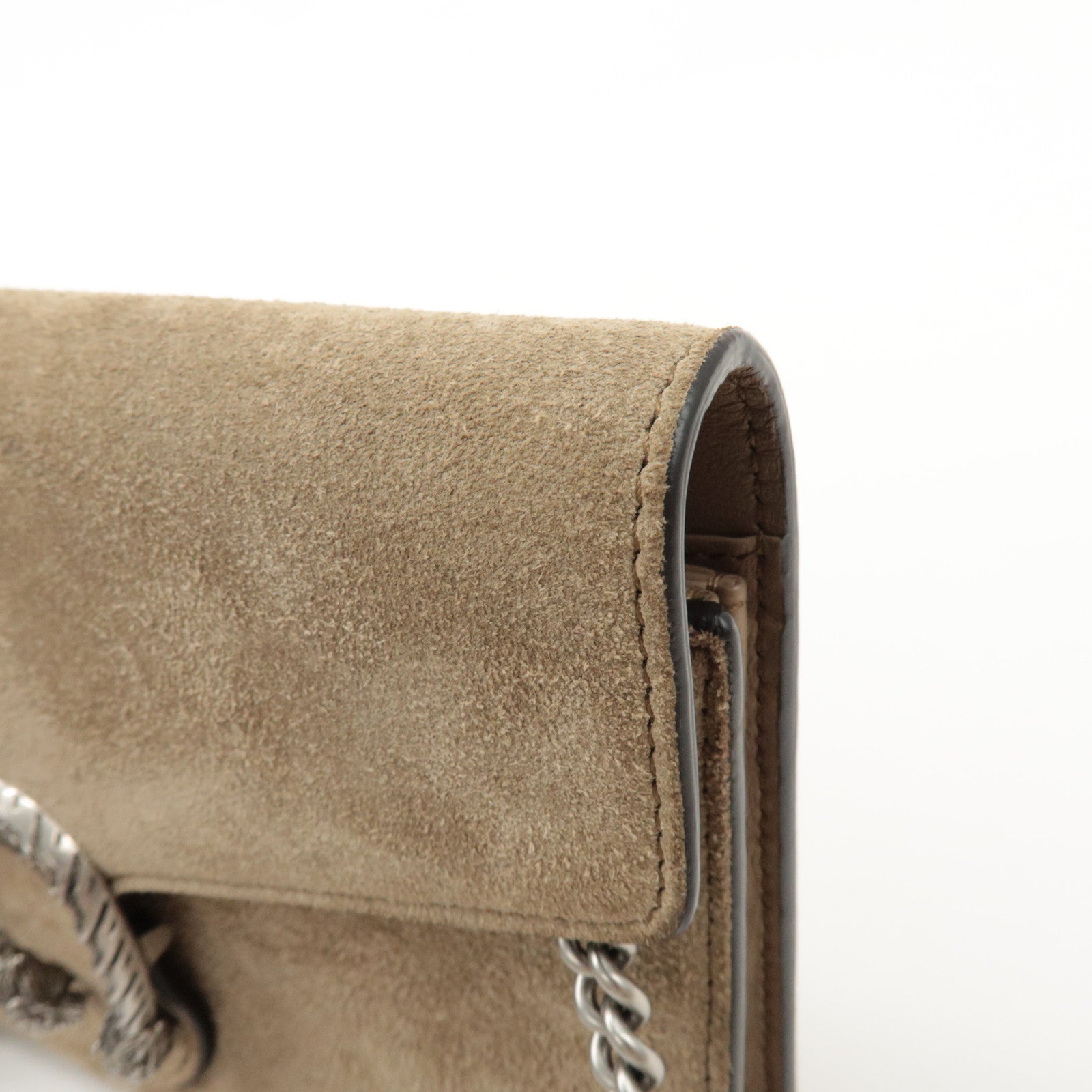 GUCCI Dionysus Suede Chain Shoulder Bag Beige Silver 401231 Used