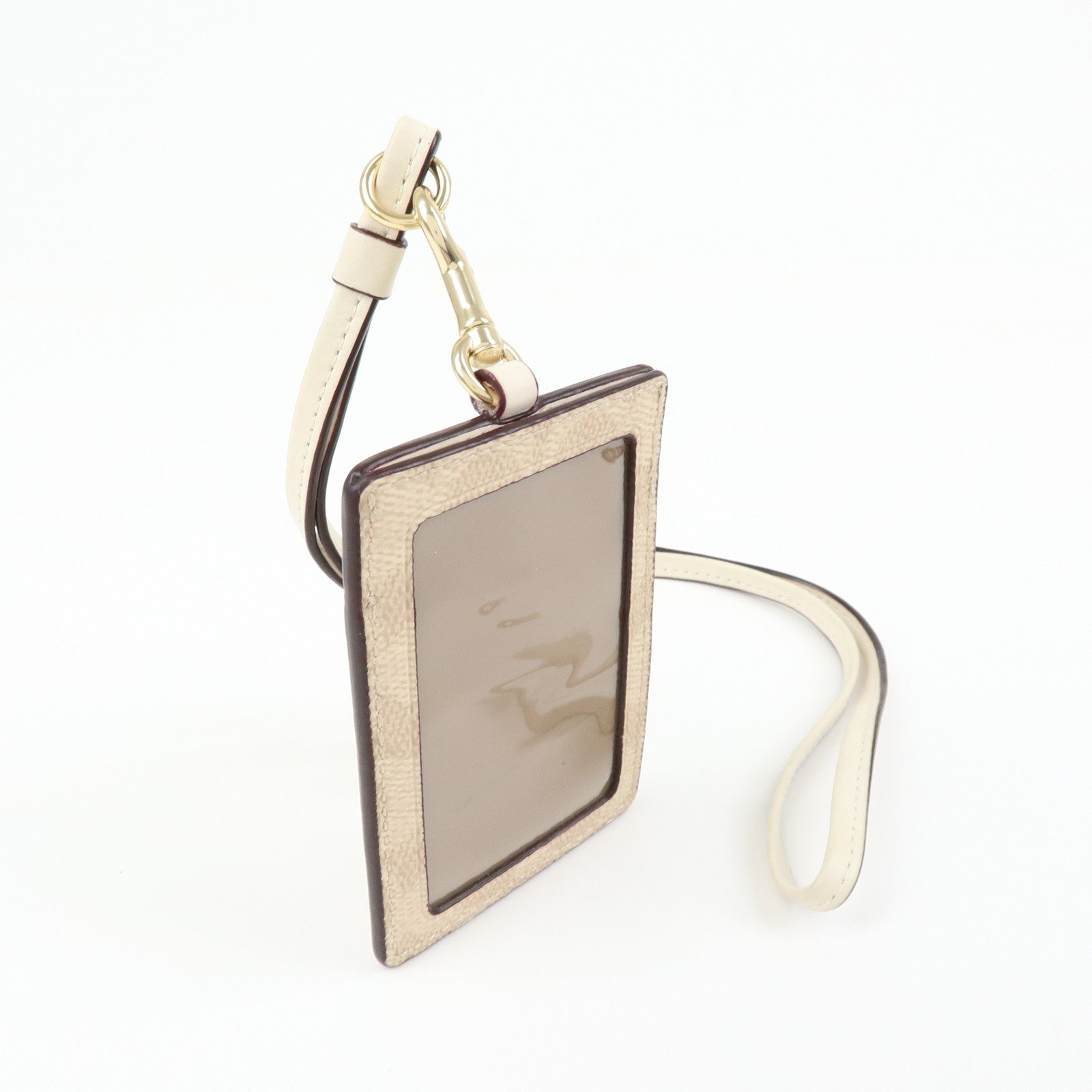 COACH Signature Set of 3 Card Case Charm Bracelet Beige Ivory Gold