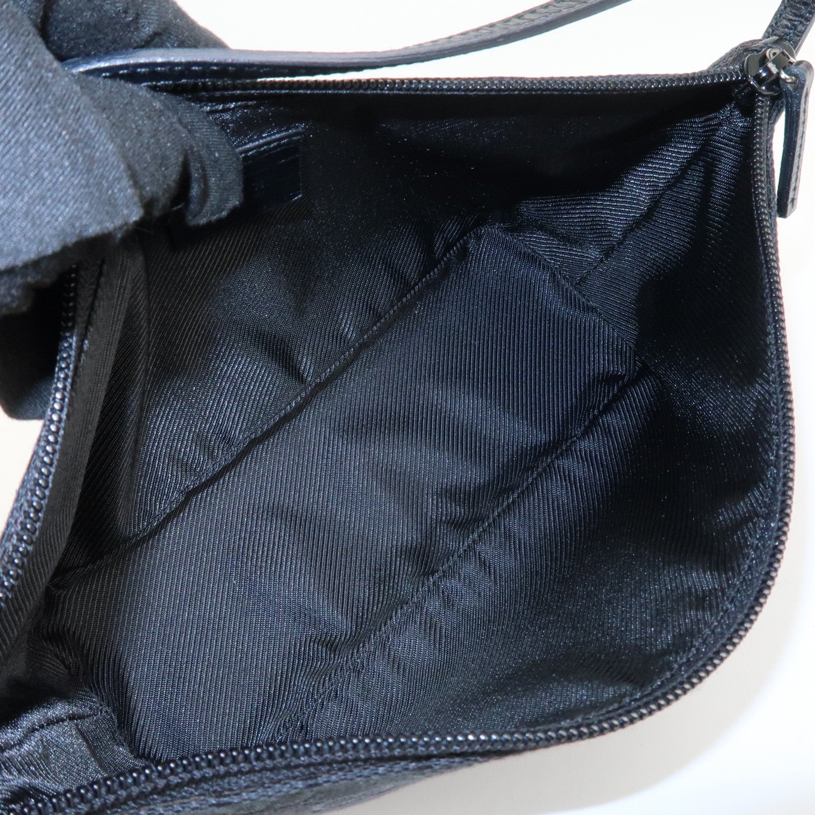 GUCCI Boat Bag GG Canvas Leather Hand Bag Black 07198