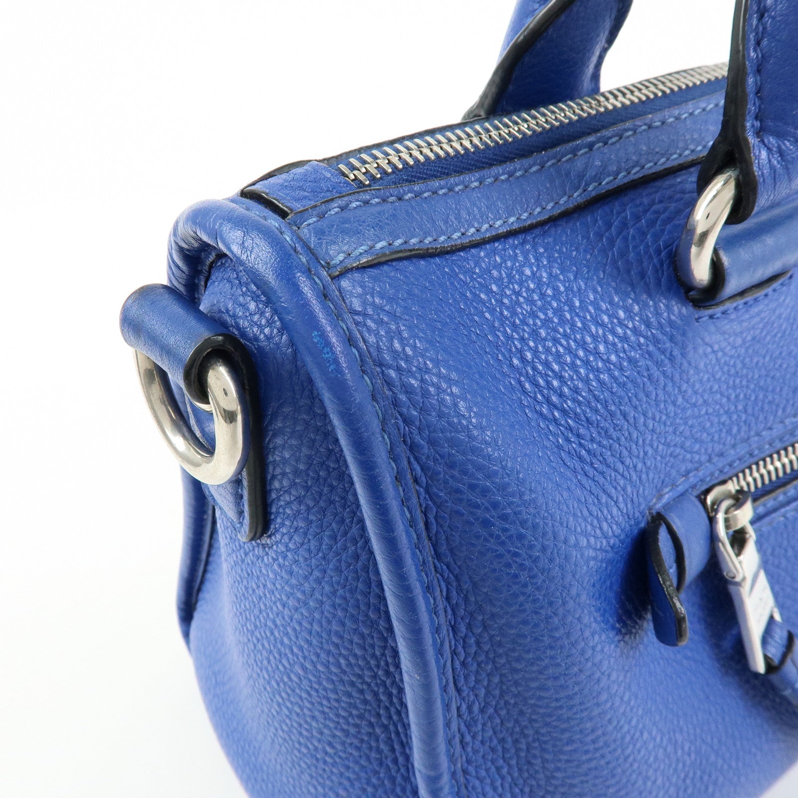 PRADA Vitello Dino Leather 2Way Bag Shoulder Bag Blue BL0805