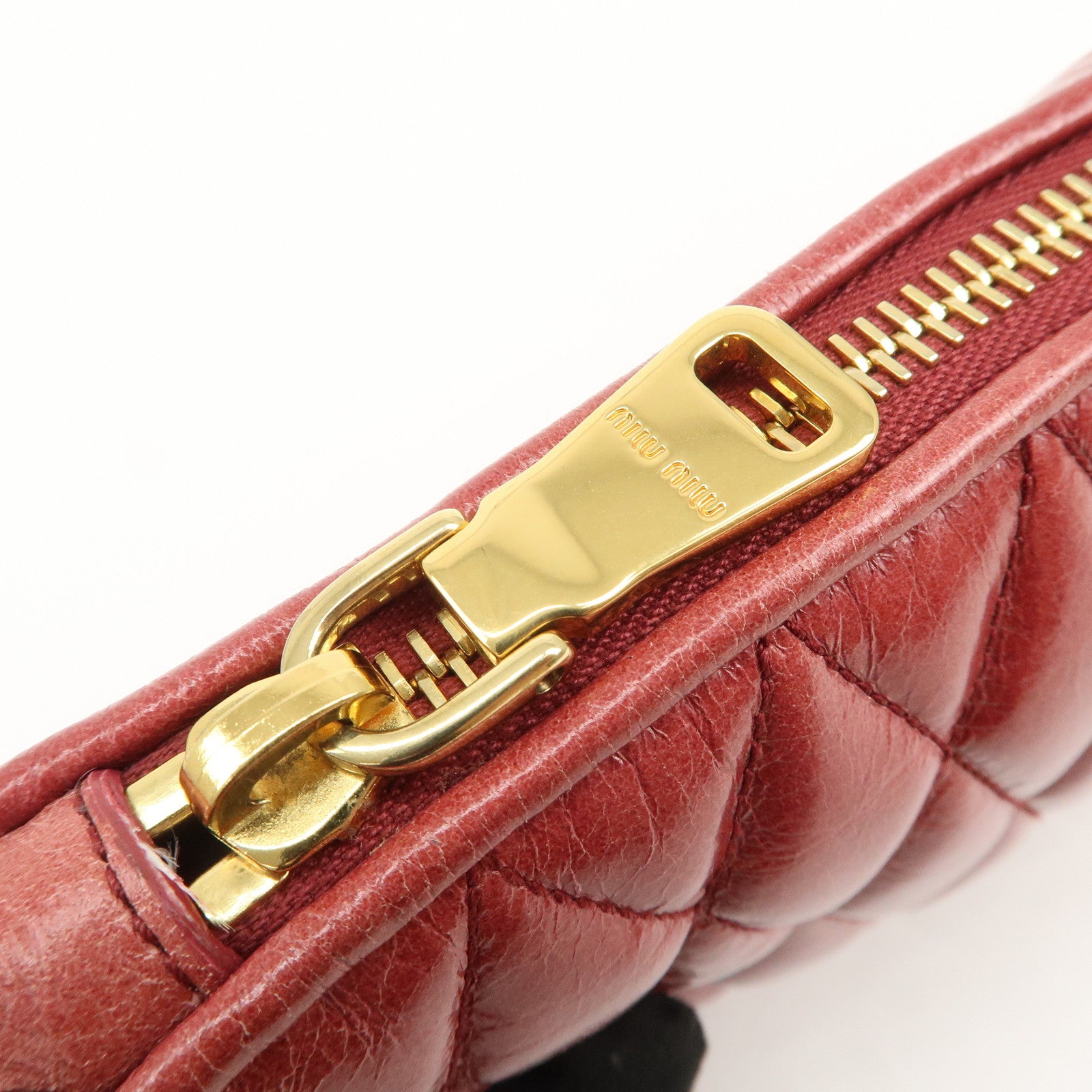 MIU MIU Matelasse Leather MI Clutch Bag Pink 5N1455