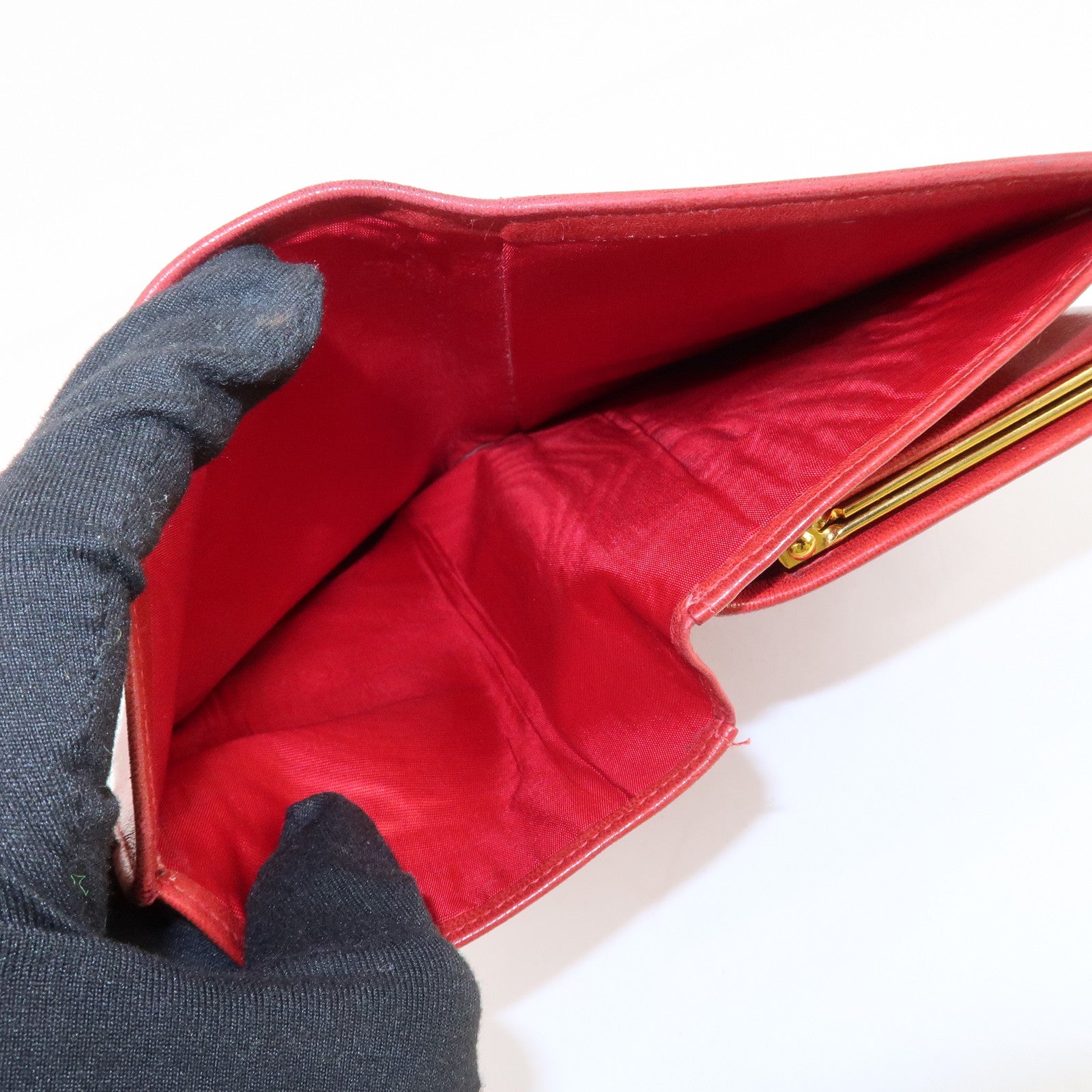 CHANEL COCO Mark Caviarskin Bi-fold Wallet Red A01429 Used