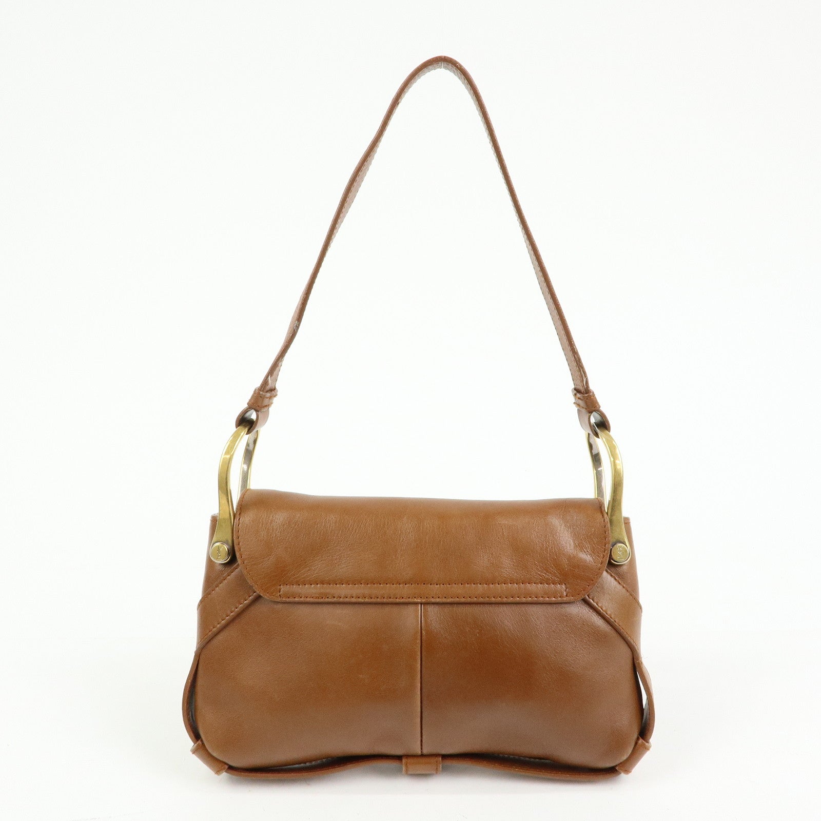 SAINT LAURENT PARIS Leather Shoulder Bag Hand Bag Brown