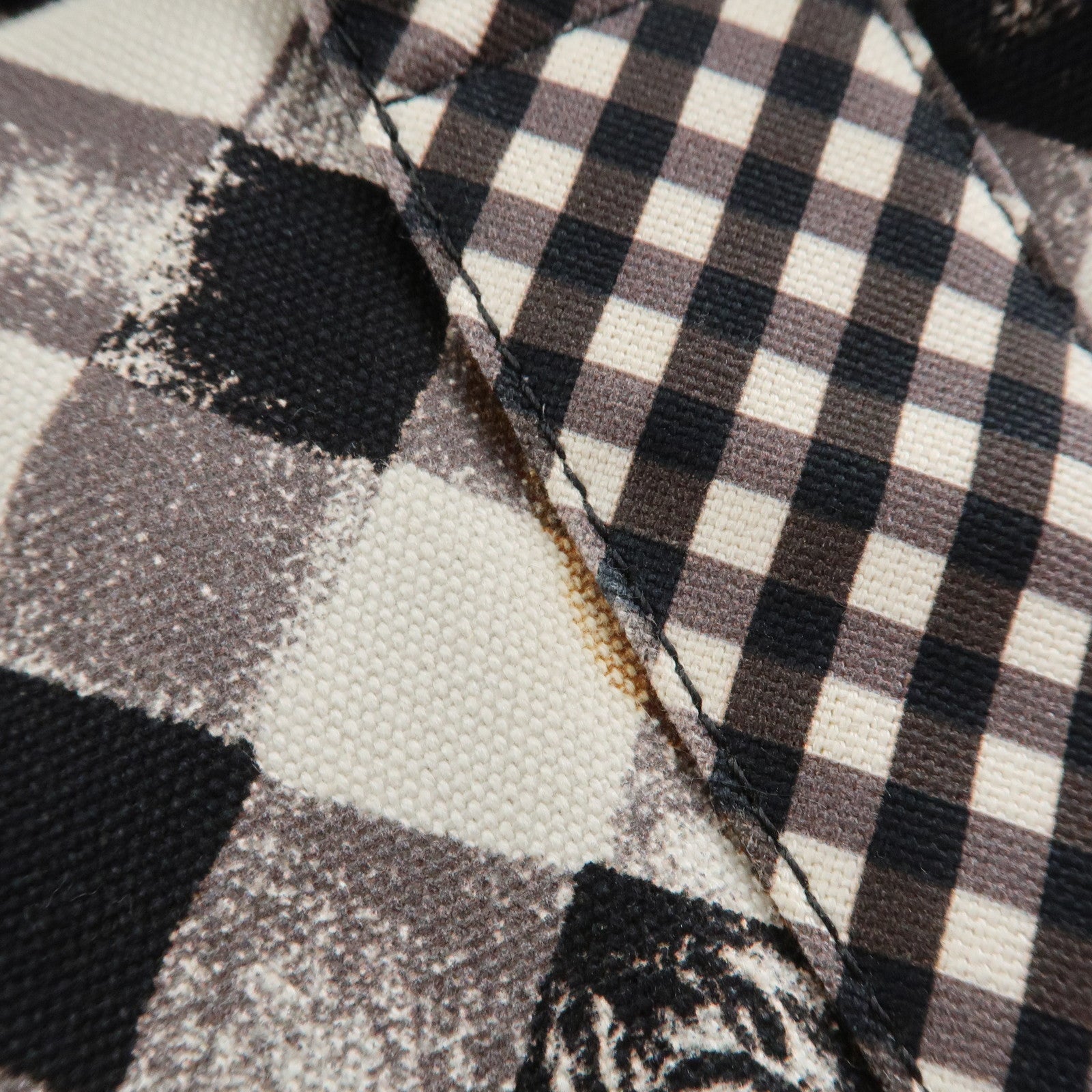 CHANEL Cruise Line COCO Mark Plaid Tote Bag Shoulder Black White Used