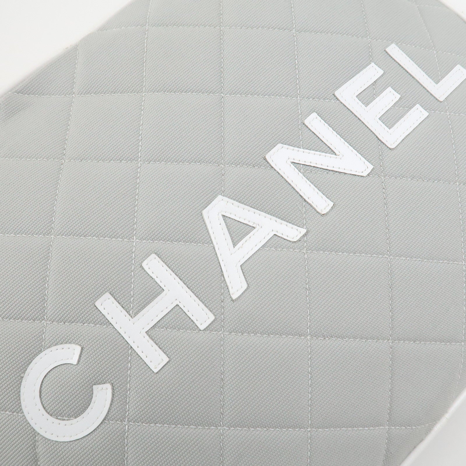 CHANEL Sports Line COCO Mark Canvas Leather Shoulder Bag Gray White