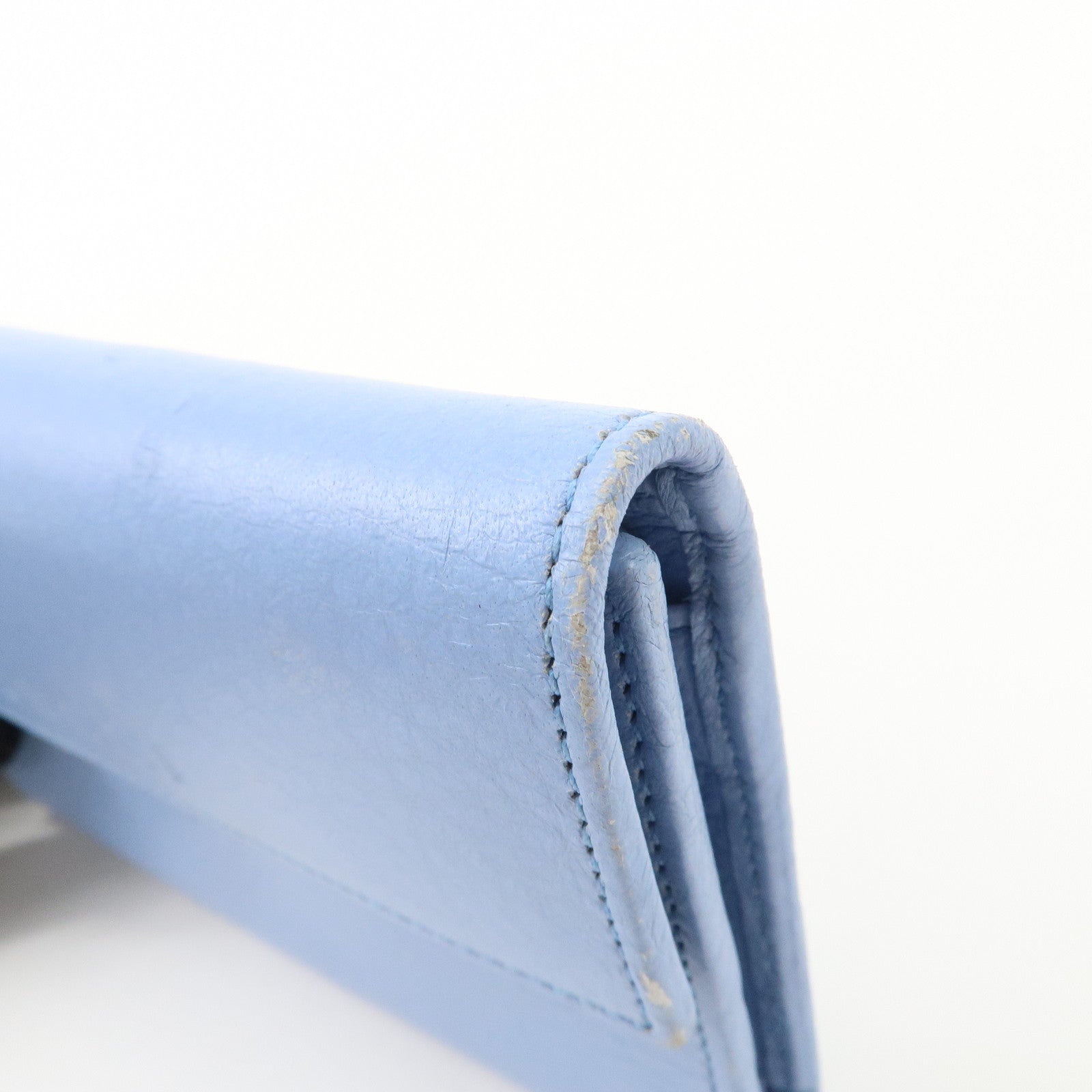 GUCCI Trifold Leather Wallet Blue Gold Hardware 346057 Used