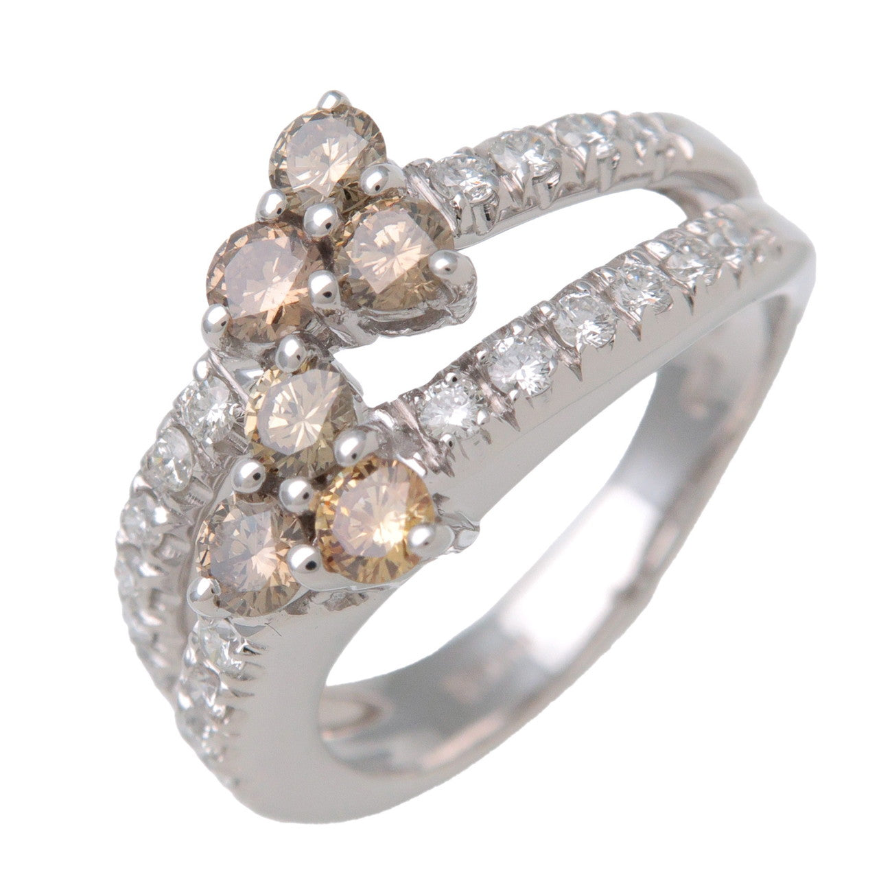 DAMIANI Flower Motif Ring K18 750WG White Gold Diamond US5 EU49.5