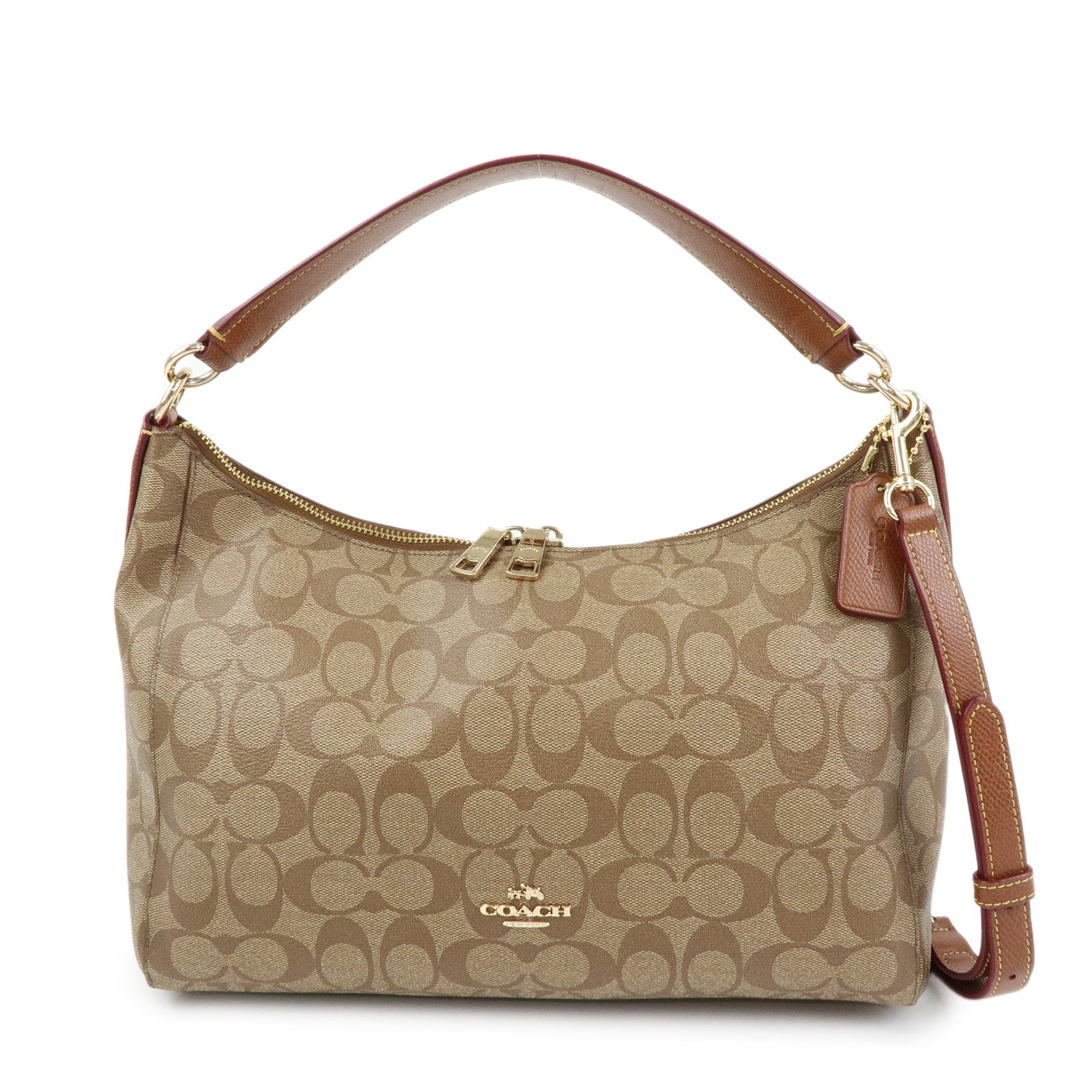 COACH Signature PVC Leather 2Way Shoulder Bag Hand Bag Brown