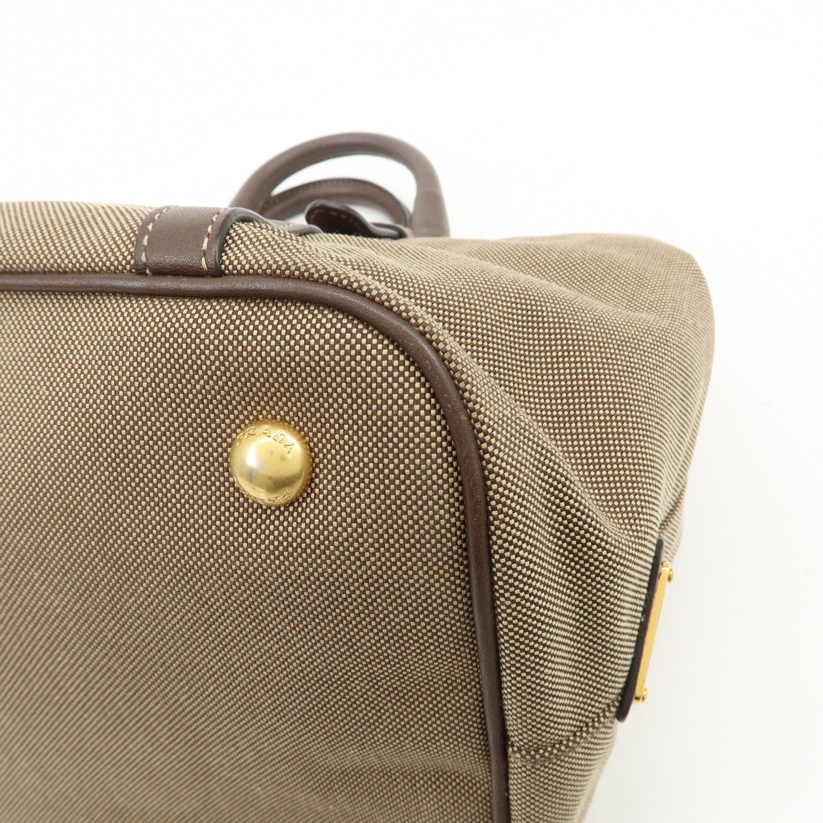 PRADA Jaguard Canvas Leather 2Way Tote Bag Shoulder Bag BN1841