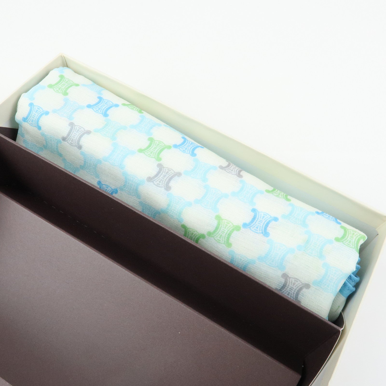 CELINE Macadam Set of 2 Sunglasses Case Handkerchief Beige Blue