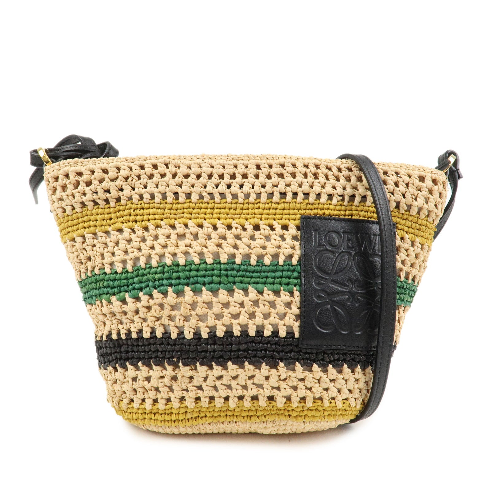 LOEWE Raffia Leather Pochette Bag Shoulder Bag Natural