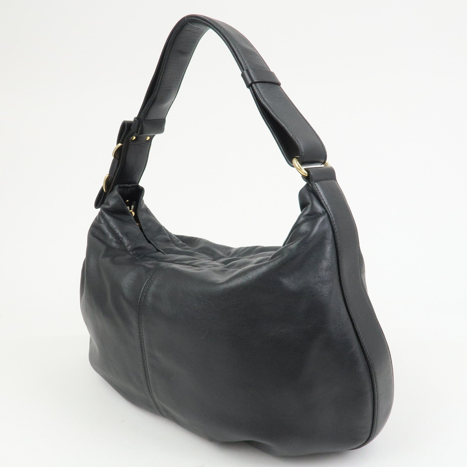 Ferragamo Vara Ribbon Leather Shoulder Bag Hand Bag Black