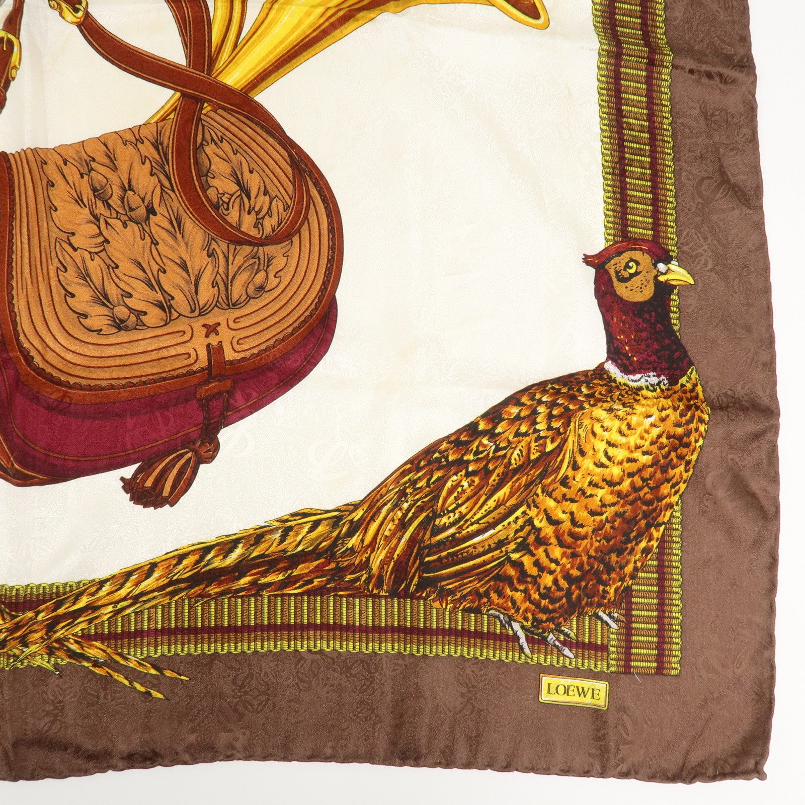 LOEWE Silk 100% Scarf Brown White