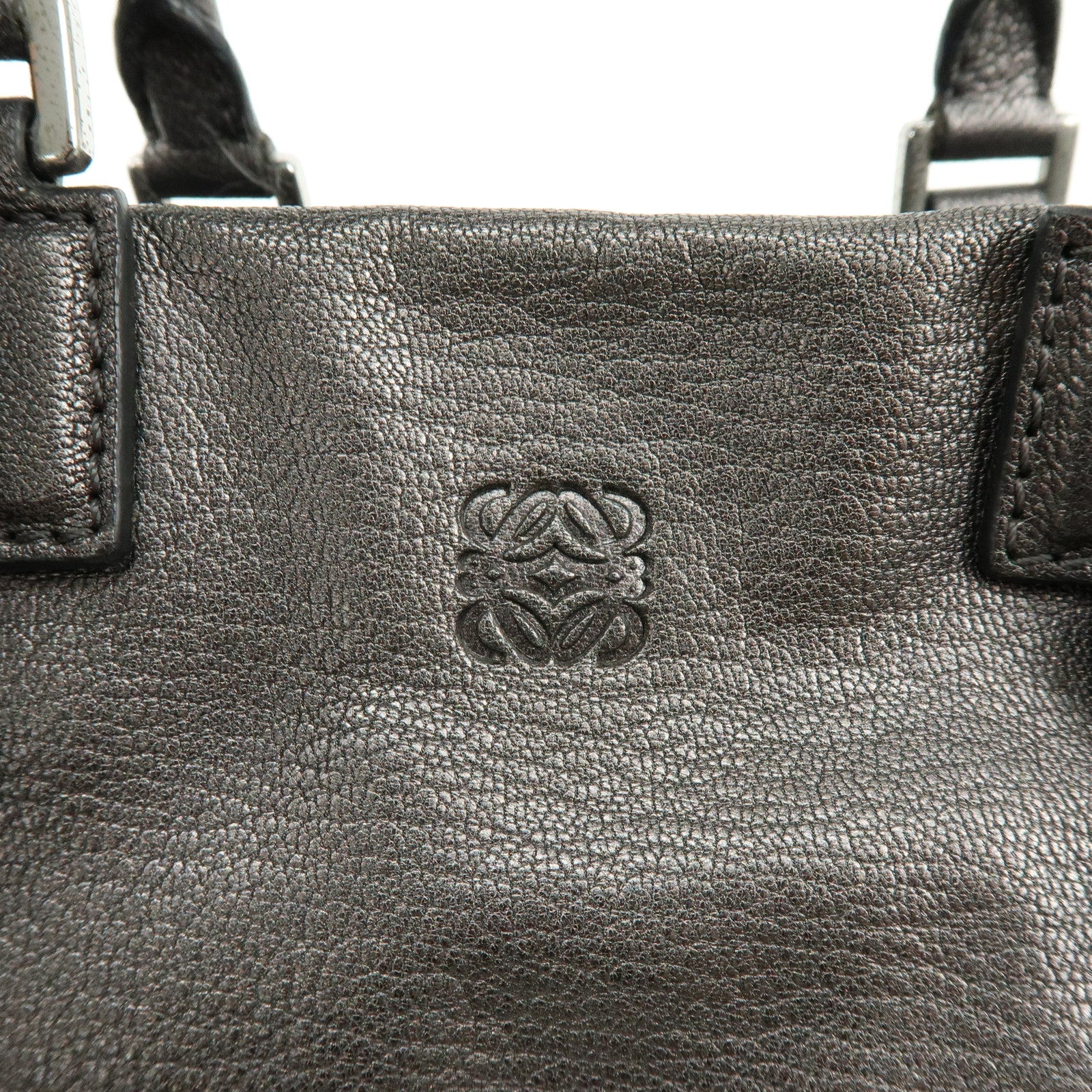 LOEWE Anagram Leather 2Way Bag Hand Bag Shoulder Bag Bronze