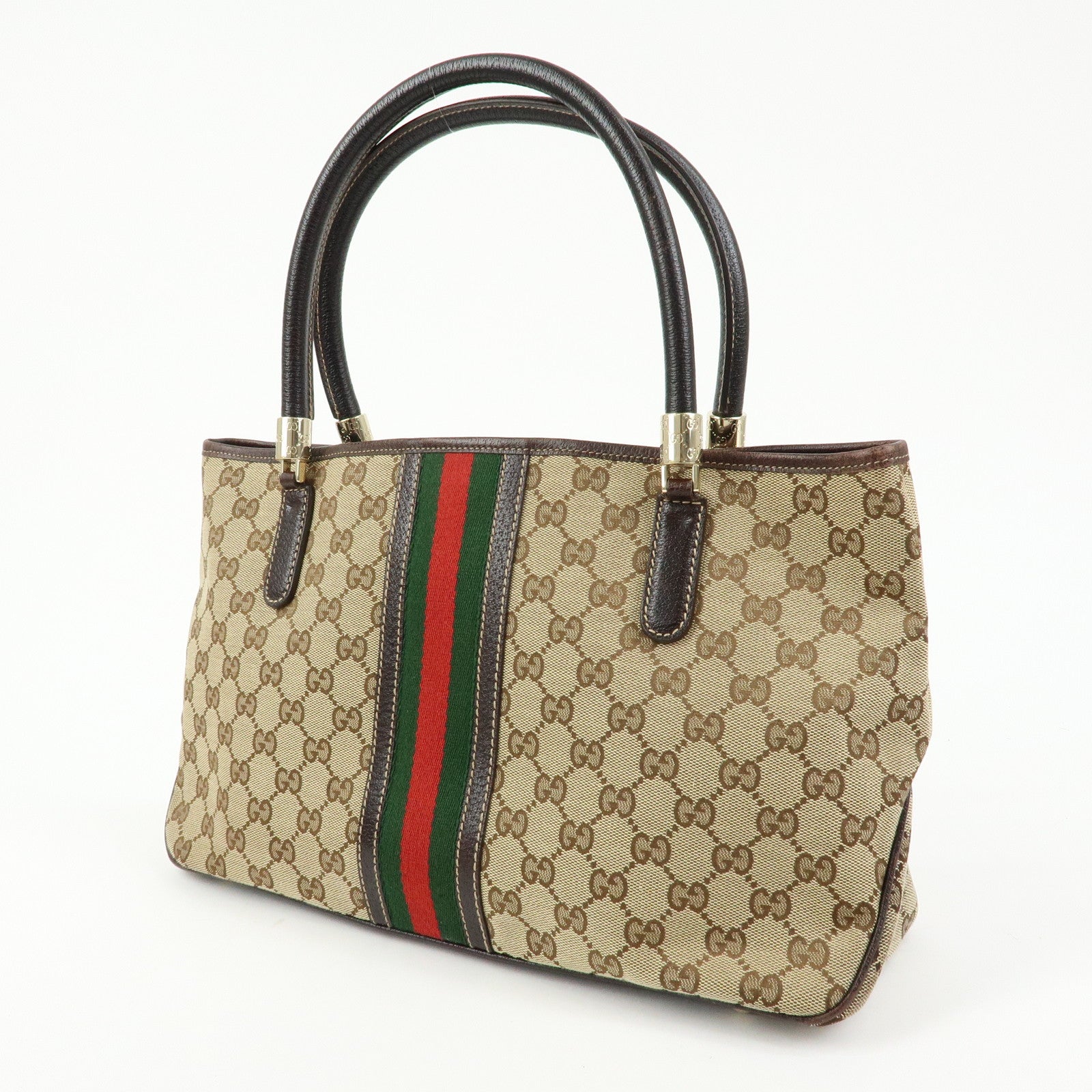 GUCCI Sherry GG Canvas Tote Bag Shoulder Bag Beige Brown 161717