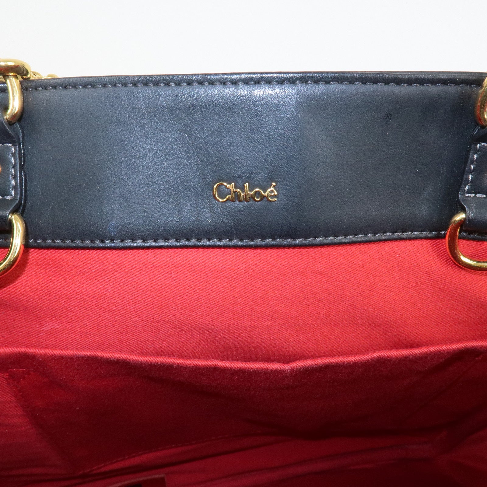 Chloe Eden Logo Leather Shoulder Bag Tote Bag Black