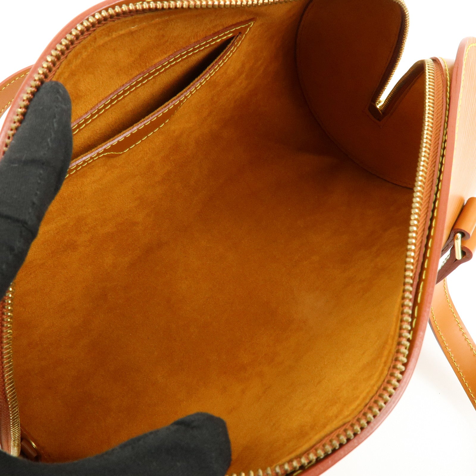 Louis Vuitton Epi Soufflot Hand Bag Shoulder Bag Zipang Gold M52228