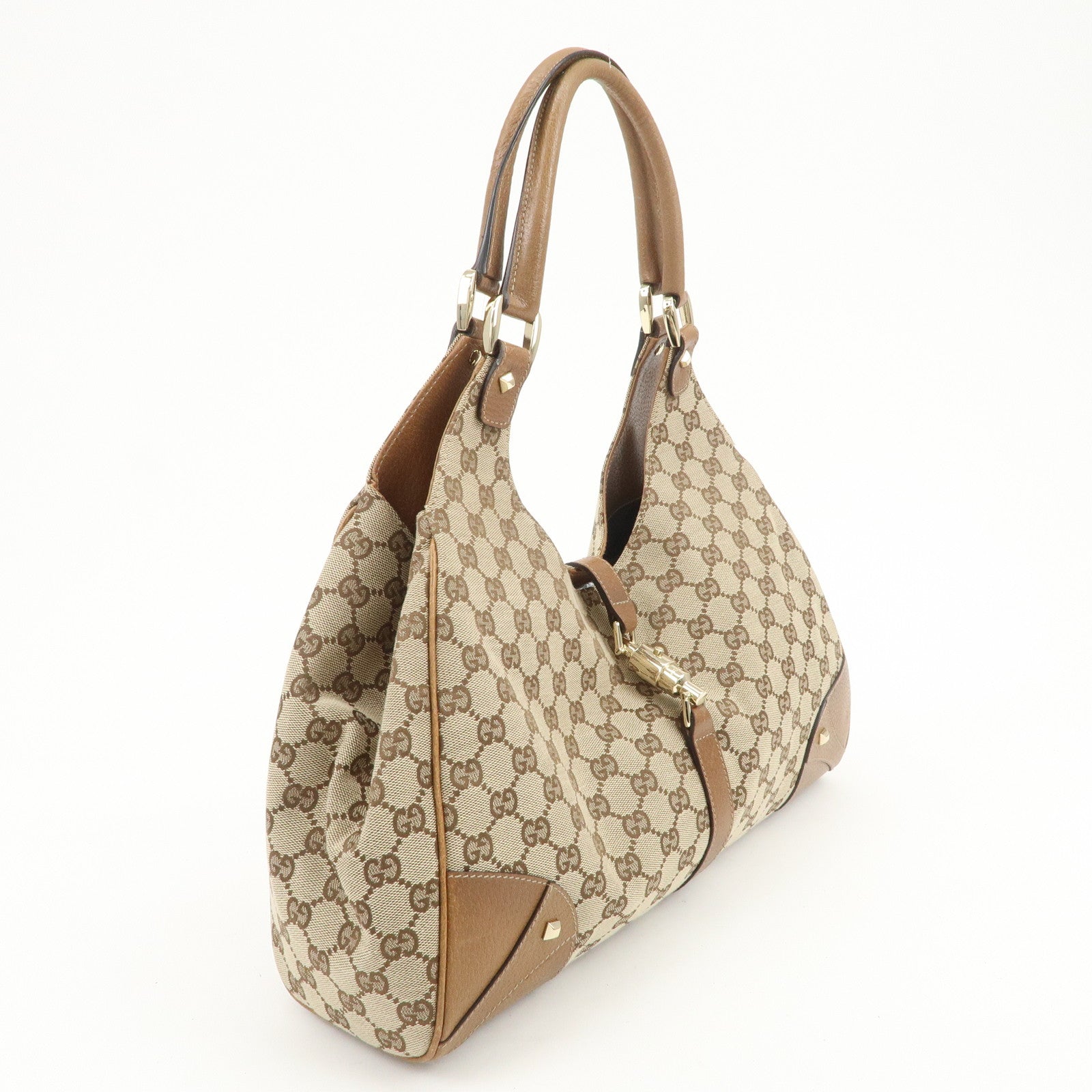 GUCCI New Jackie GG Monogram Canvas Leather Shoulder Bag 124404