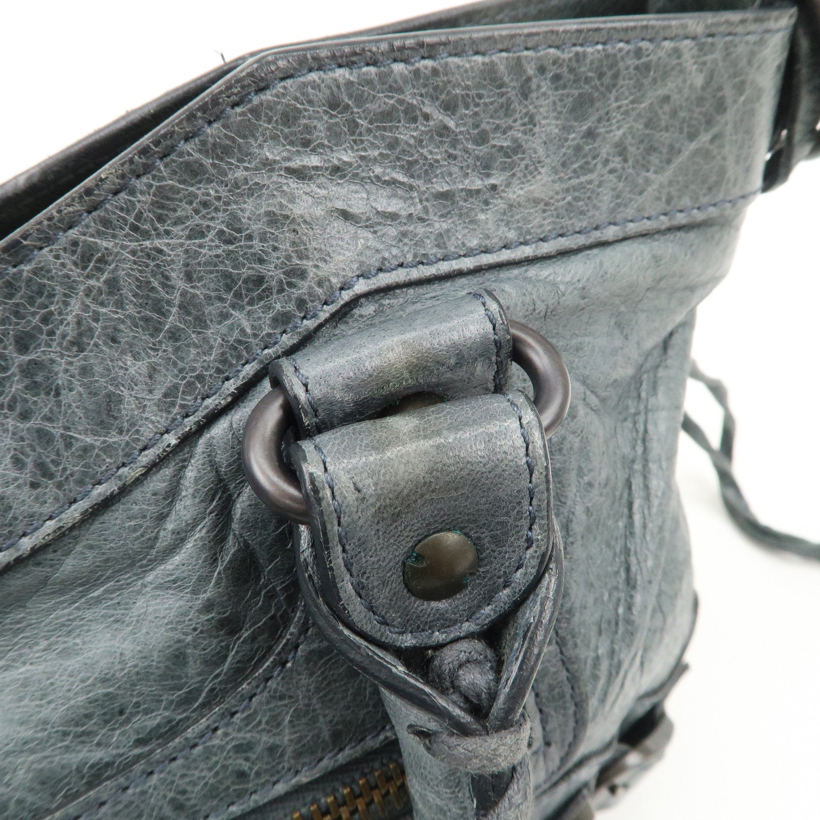BALENCIAGA The First Leather 2Way Bag Shoulder Bag Gray 103208 Used