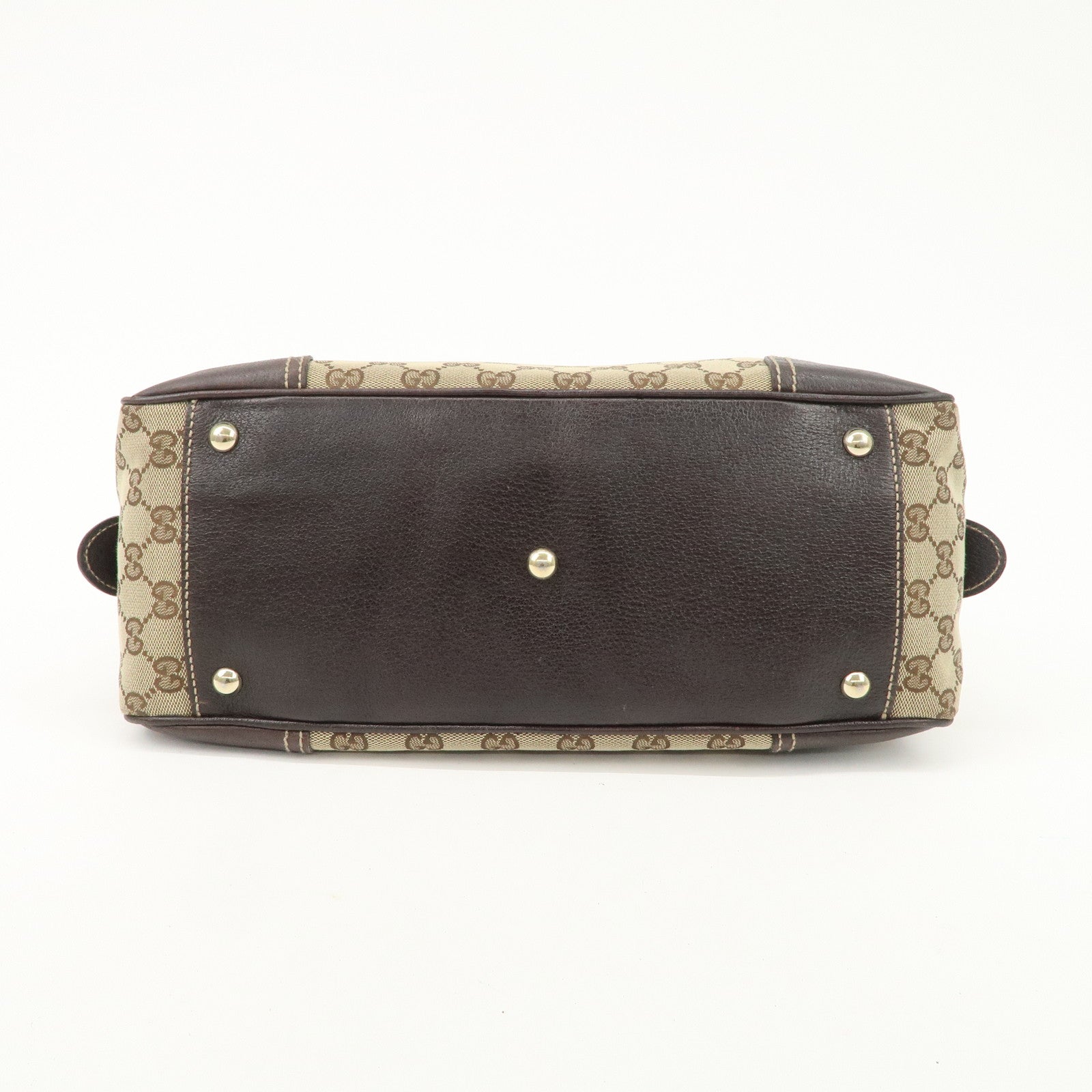 GUCCI Sherry Princy Leather Canvas Boston Bag Hand Bag Brown 161720 Used