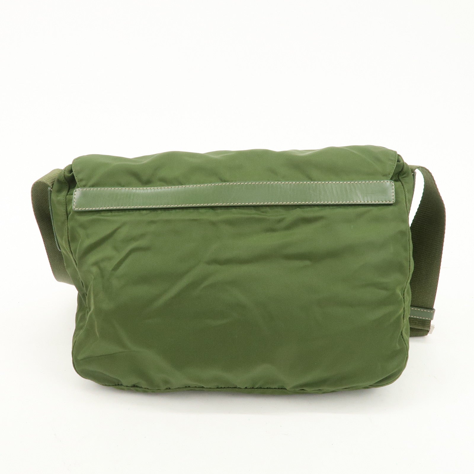PRADA Triangle Logo Nylon Shoulder Bag Crossbody Bag Green Used
