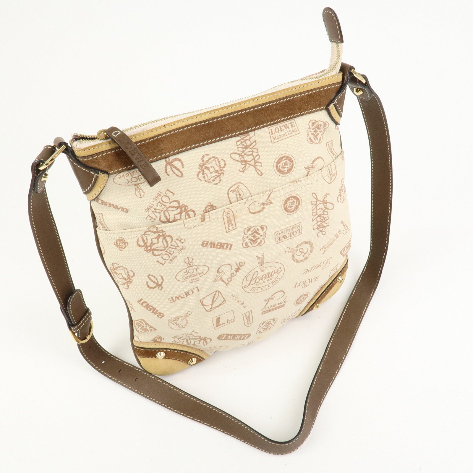 LOEWE Anagram Canvas Suede Leather Shoulder Bag 160th Anniversary