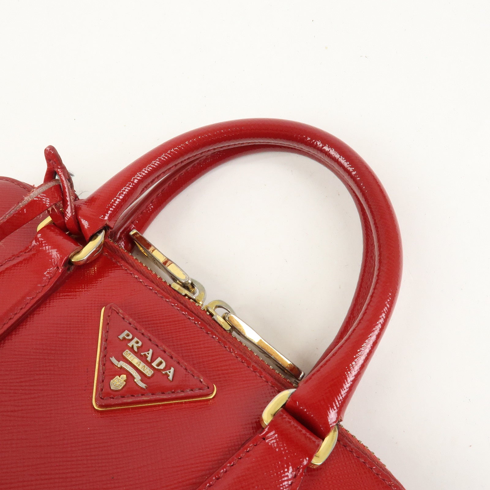PRADA Promenade Small Leather 2Way Hand Shoulder Bag Red BL0838