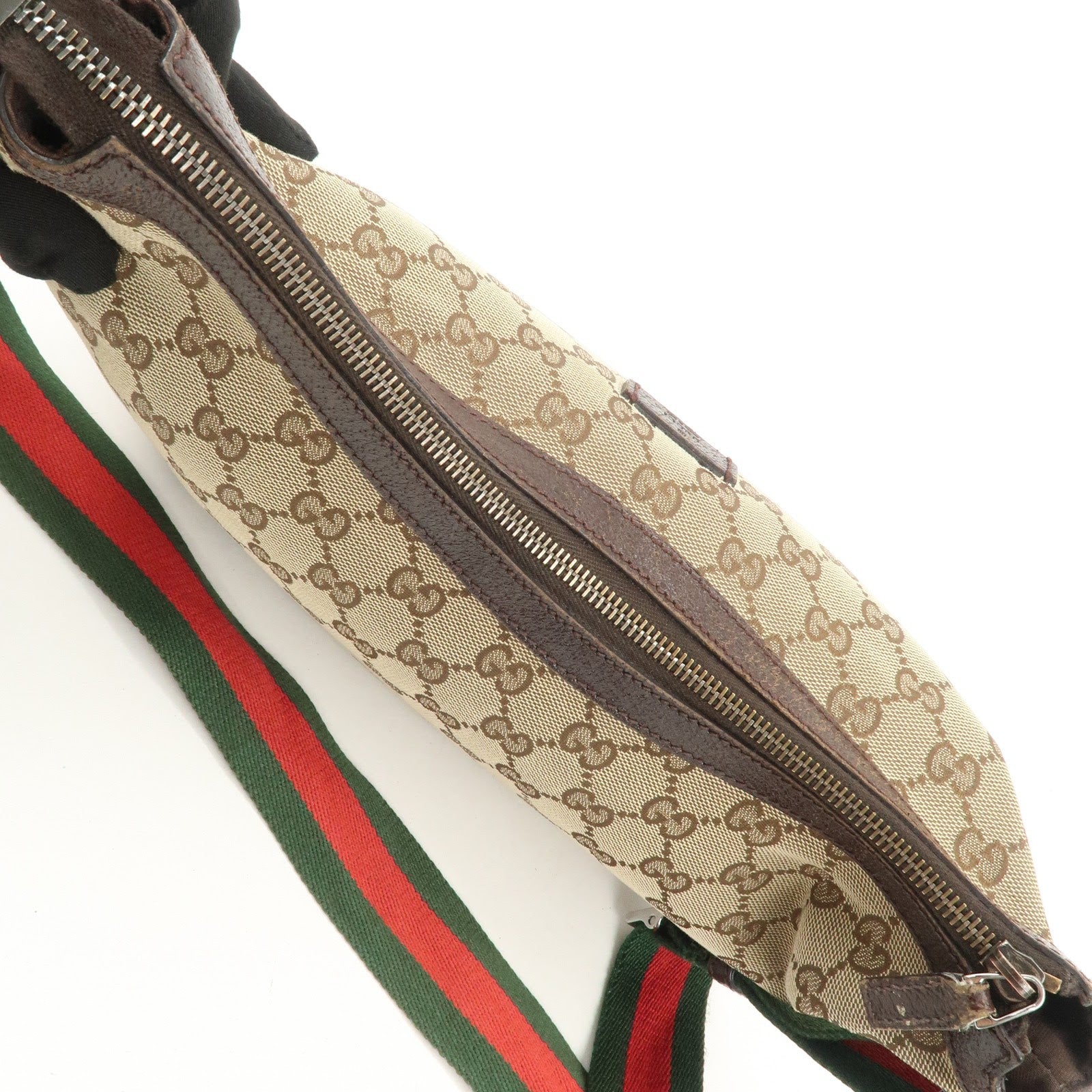 GUCCI Sherry GG Canvas Leather Shoulder Bag Beige Brown 181092 Used