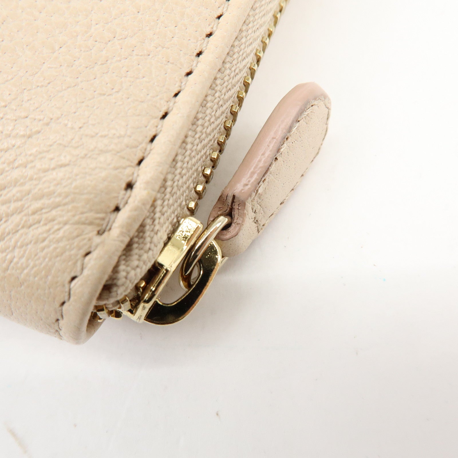 BVLGARI Logo Leather Round Zippy Long Wallet Pink Beige