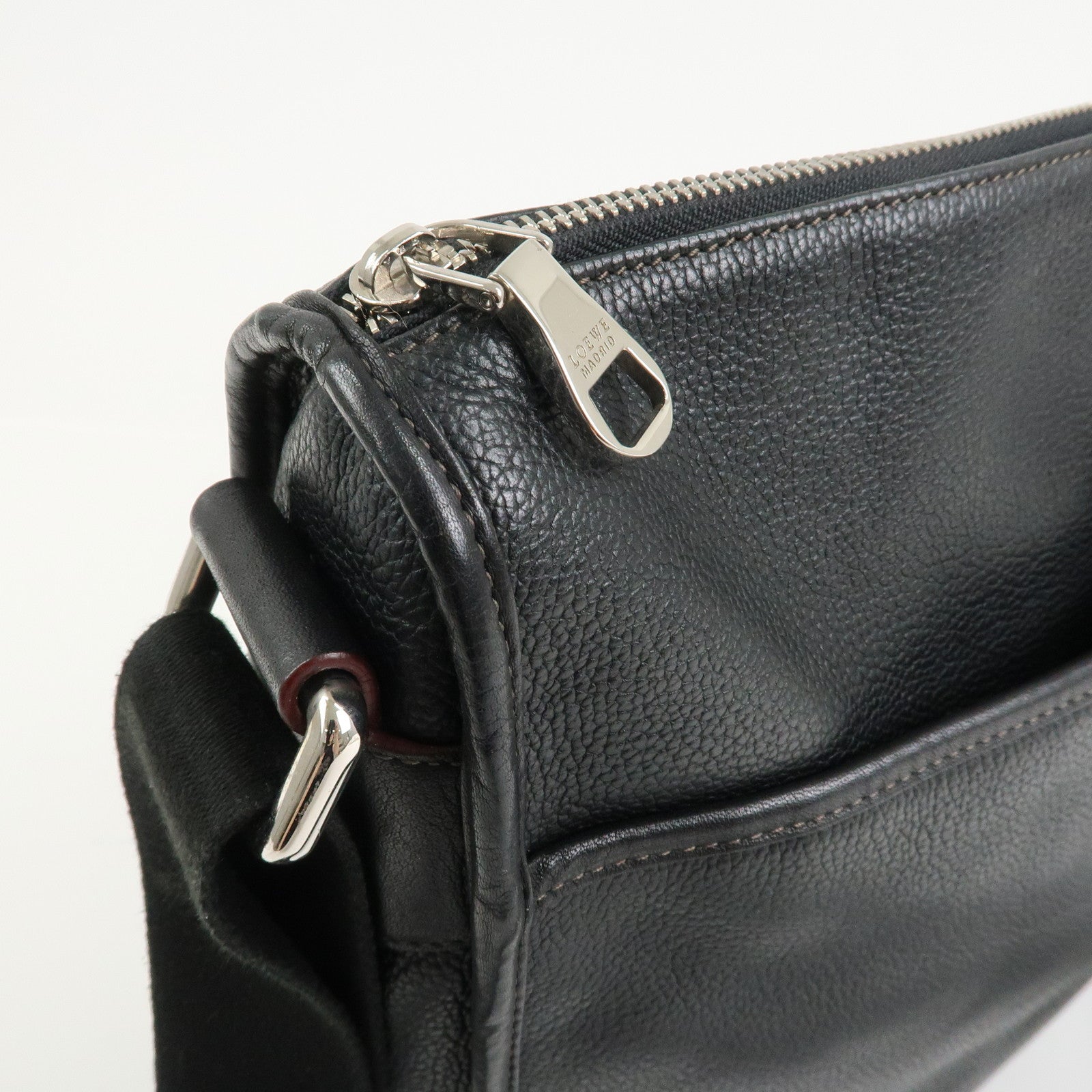 LOEWE Anagram Leather Shoulder Bag Crossbody Bag Black