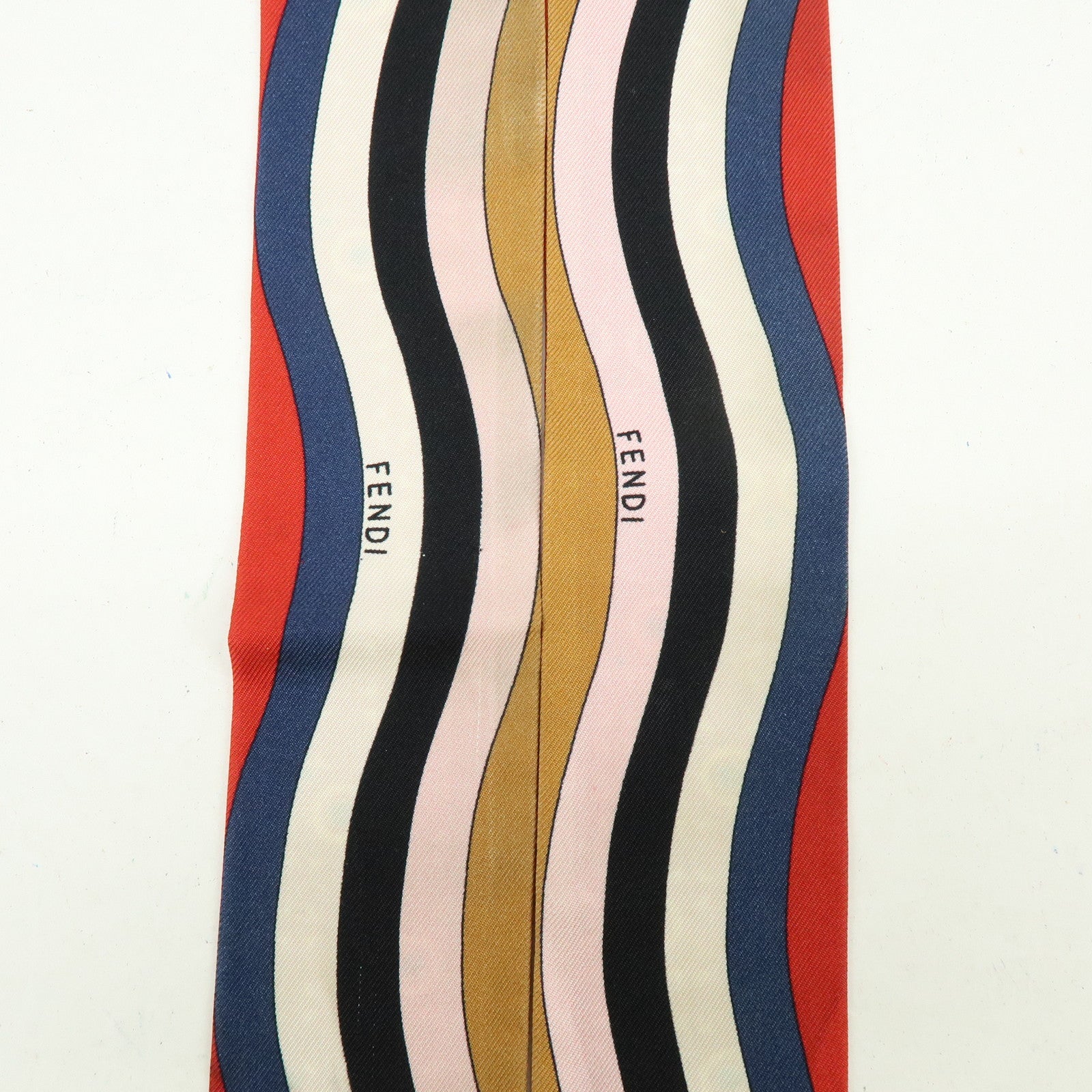 FENDI Wrappy Silk 100% Scarf Red Multicolor