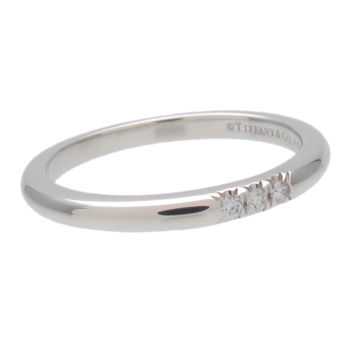 Tiffany & Co Classic Band Ring 3P Diamond PT950 Platinum US5 EU49