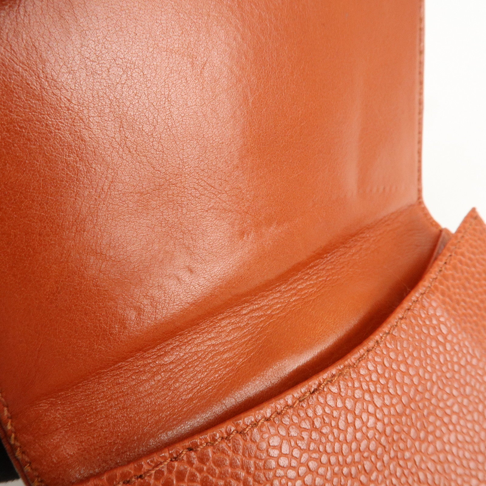 CHANEL COCO Mark Caviarskin Double Hook Bi-Fold Wallet A13496 Used