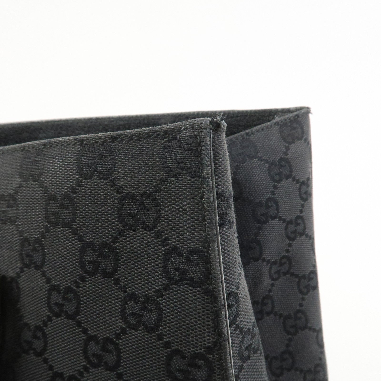 GUCCI GG Canvas Leather Tote Bag Hand Bag Black 120897