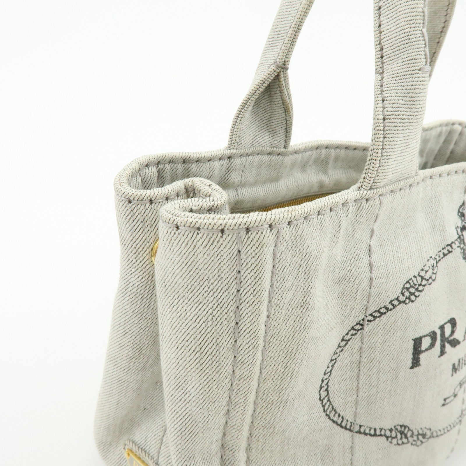 PRADA Canapa Mini Denim 2Way Bag Hand Shoulder Bag Gray 1BG439