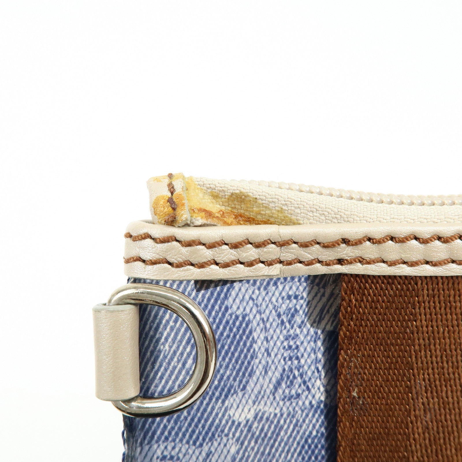 CELINE Macadam Vinyl Leather Tote Bag Hand Bag Blue Brown