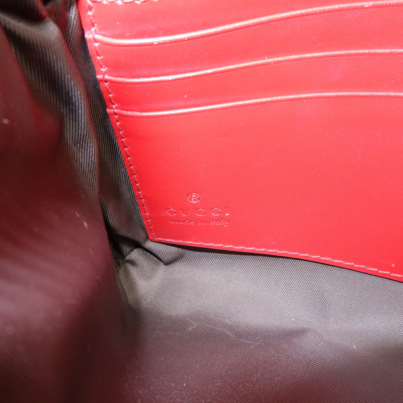 GUCCI Guccissima Leather Chain Shoulder Bag Wallet Red 428449