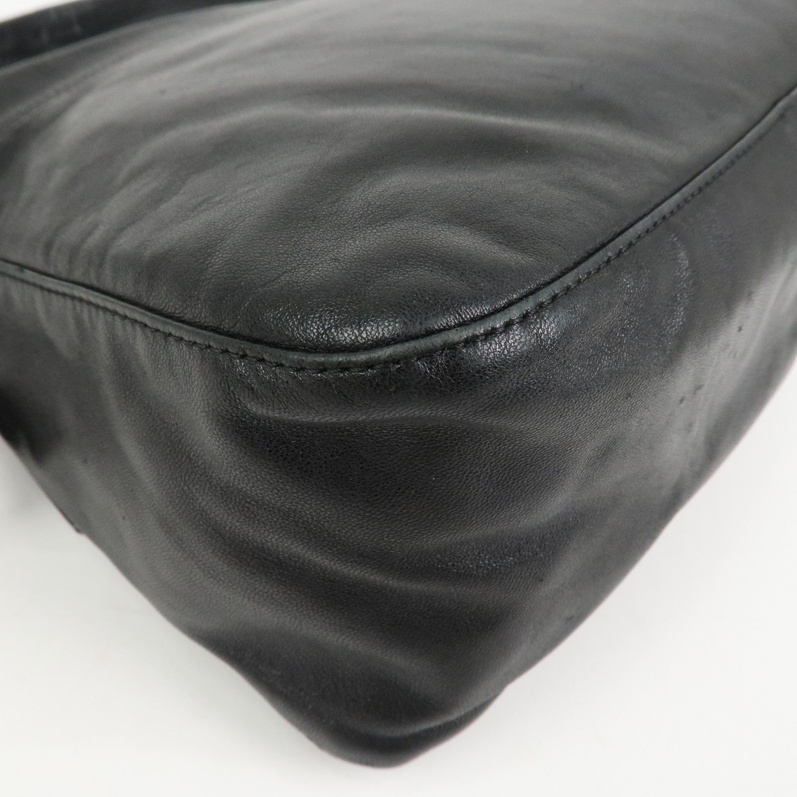 FENDI Mamma Baguette Leather Shoulder Bag Hand Bag Black 26325