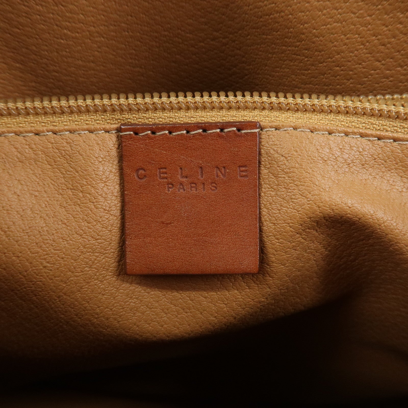 CELINE Macadam PVC Canvas Leather Tote Bag Hand Bag Brown