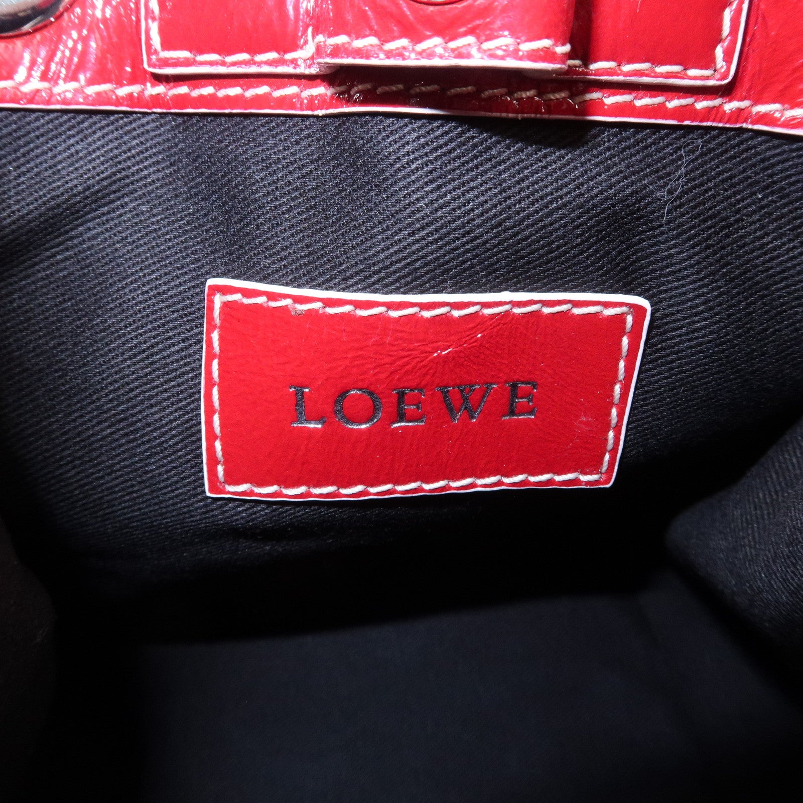LOEWE Anagram Leather Hand Bag Shoulder Bag Red Used