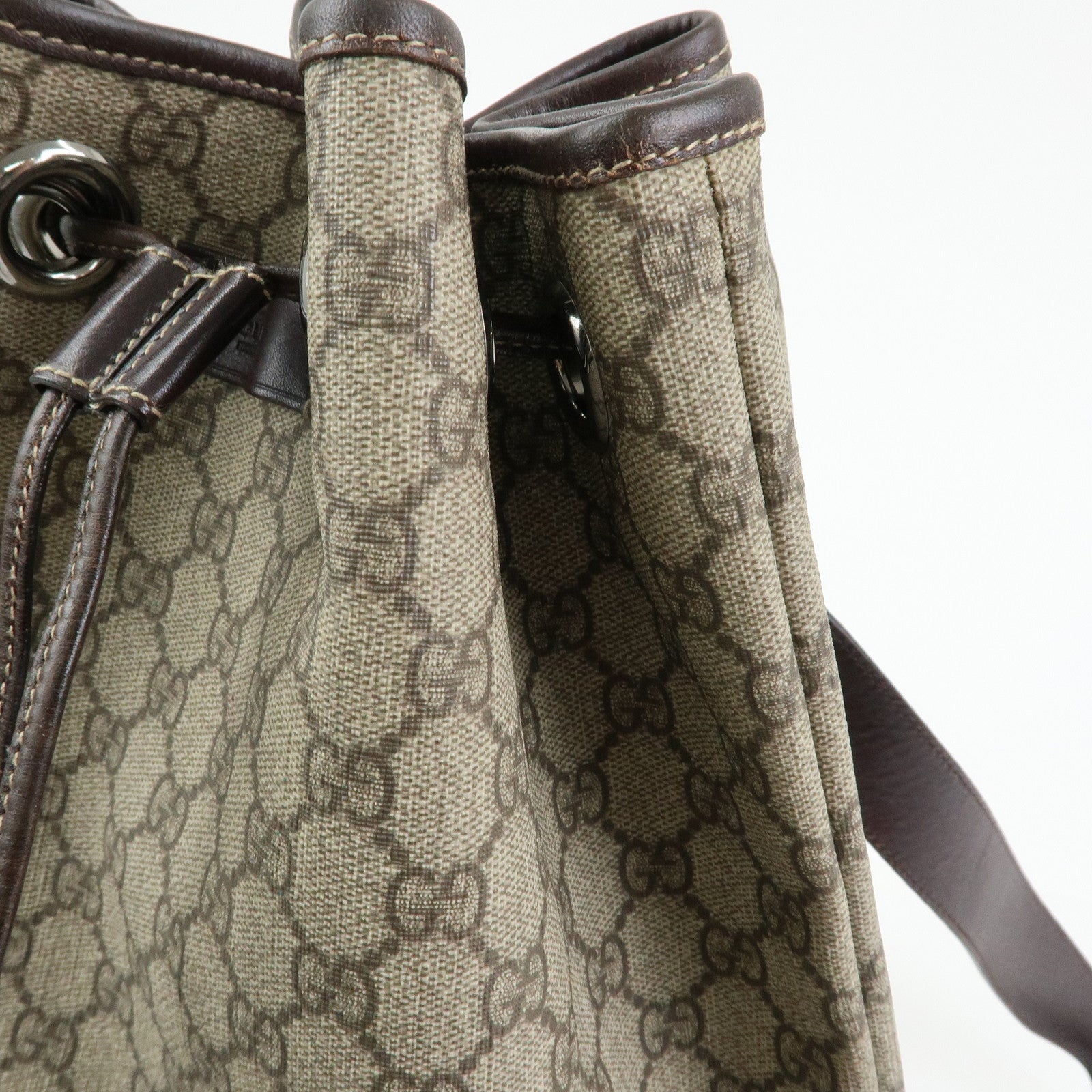 GUCCI GG Supreme Leather Backpack Rucksuck Beige Brown 189745