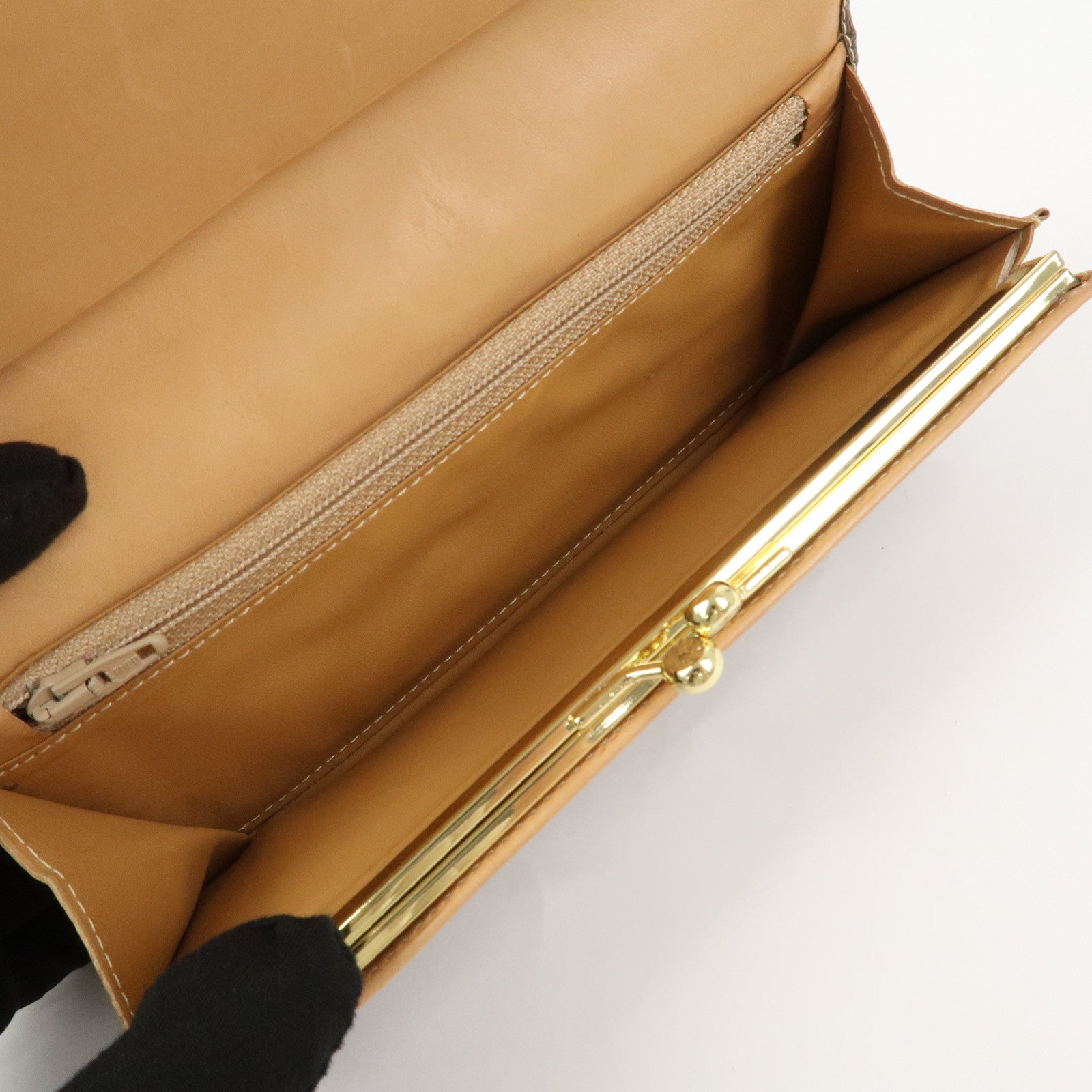 CELINE Macadam PVC Leather Flap Long Wallet Brown Beige