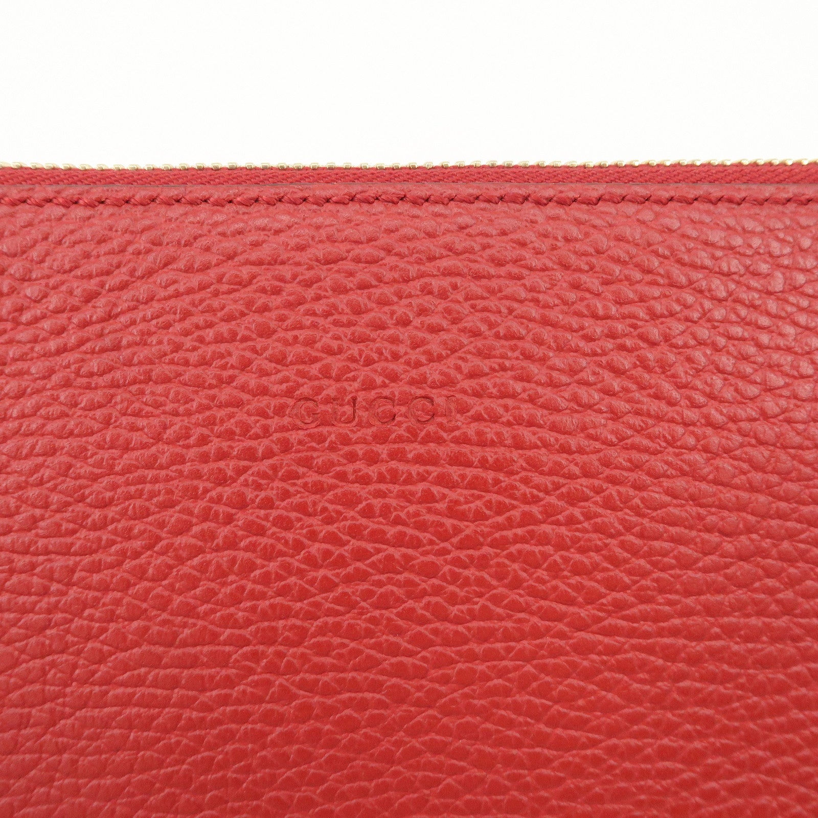 GUCCI Bamboo Leather Clutch Bag Pouch Red 449652