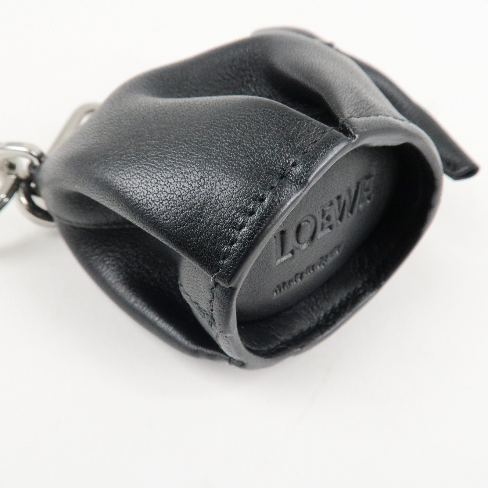 LOEWE Calf Skin Animal Coin Case Elephant Charm Black Used