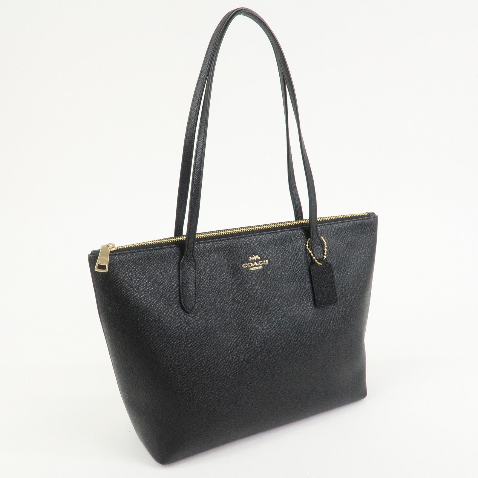 COACH Leather Tote Bag Shoulder Bag Black