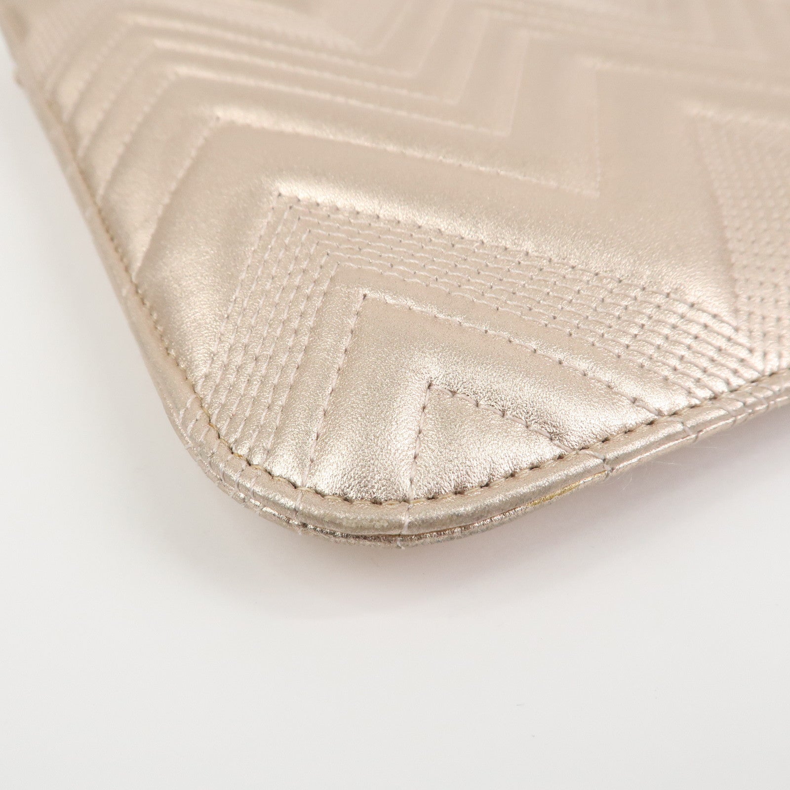 CHANEL Lambskin Clutch Bag Pouch Champane Pink